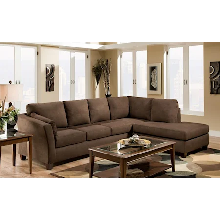 Casual L Shaped Upholstered Stationary Sectional with RSF Chaise